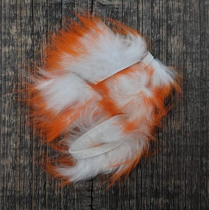 Hareline Two Toned 1/8" Rabbit Strips #17 White Tipped / Hot Orange Hair, Fur