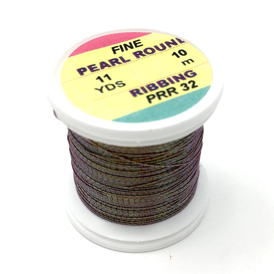 Hends Pearl Round Ribbing Tinsel- 11 Yard Spool Dark Olive Brown Pearl Wires, Tinsels