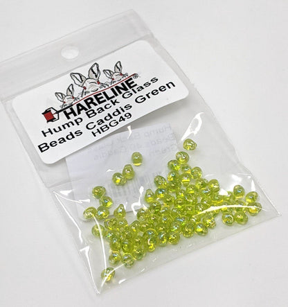 Hump Back Glass Beads 49 Caddis Green Beads, Eyes, Coneheads