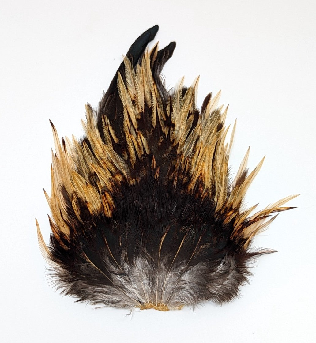 Indian Cock Saddle Patch Ginger Saddle Hackle, Hen Hackle, Asst. Feathers