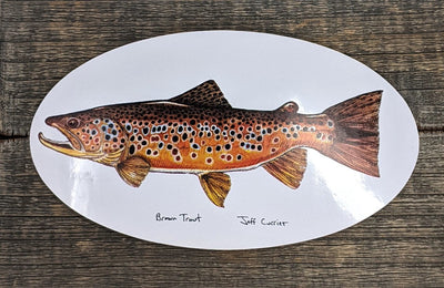 Jeff Currier Decals Brown Trout / Oval Stickers