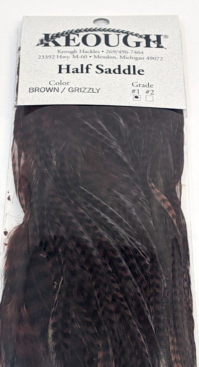 Keough #1 Grade Half Grizzly Dry Fly Saddle Brown #40 Dry Fly Hackle