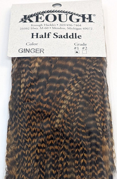 Keough #1 Grade Half Grizzly Dry Fly Saddle Ginger #149 Dry Fly Hackle