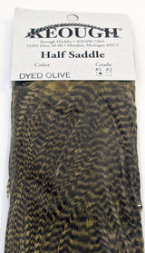 Keough #1 Grade Half Grizzly Dry Fly Saddle Olive #263 Dry Fly Hackle