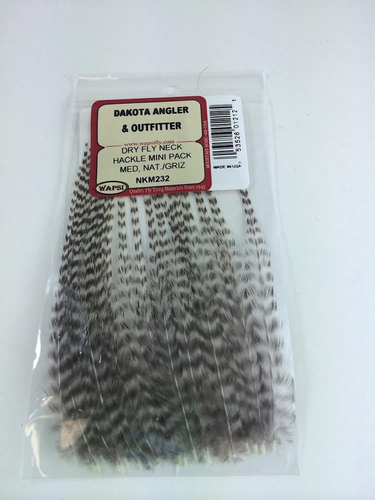 Keough Hackle Mini Pack Natural Grizzly / Medium Dry Fly Hackle