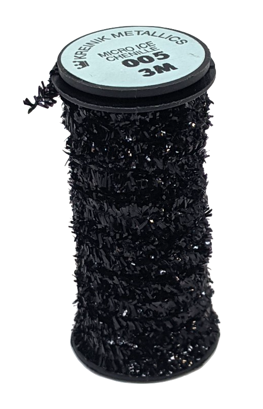 Kreinik Micro Ice Chenille Black Chenilles, Body Materials