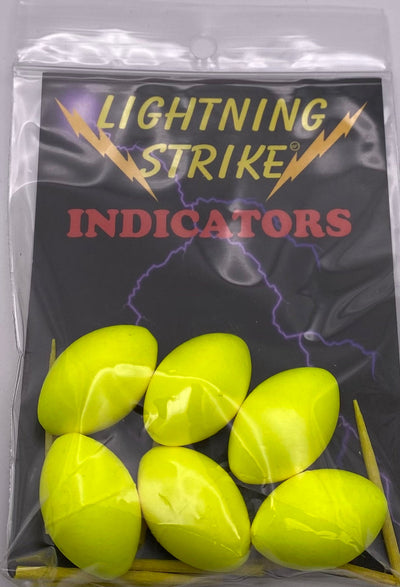 Lightning Strike Fl Yellow Football Indicators w/ Pegs X-Large Strike Indicators