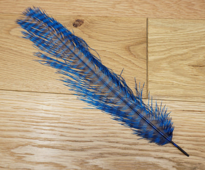 MFC Barred Ostrich Plume Kingfisher Blue/Black - 1 Plume Saddle Hackle, Hen Hackle, Asst. Feathers