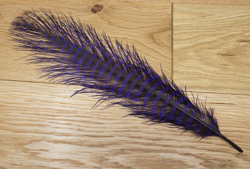 MFC Barred Ostrich Plume Purple/Black - 1 Plume Saddle Hackle, Hen Hackle, Asst. Feathers