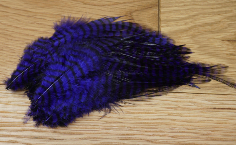 MFC Barred Saddle Hackle Purple/Black Saddle Hackle, Hen Hackle, Asst. Feathers