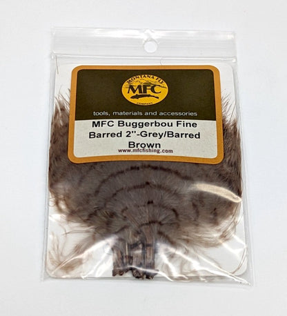 MFC Fine Barred Buggerbou Grey/BarredBrown Saddle Hackle, Hen Hackle, Asst. Feathers