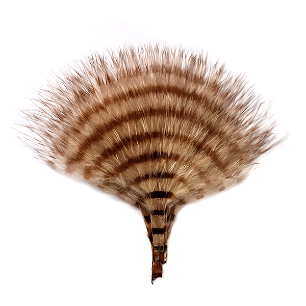 MFC Mini Barred Buggerbou Tan/Barred Brown Saddle Hackle, Hen Hackle, Asst. Feathers