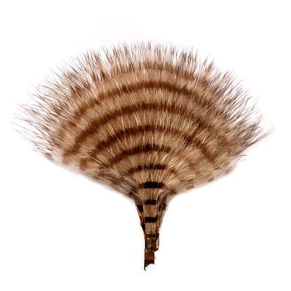 MFC Mini Barred Buggerbou Tan/Barred Brown Saddle Hackle, Hen Hackle, Asst. Feathers