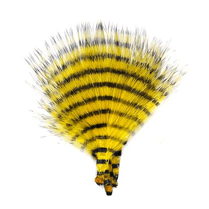 MFC Mini Barred Buggerbou Yellow/Barred Black Saddle Hackle, Hen Hackle, Asst. Feathers