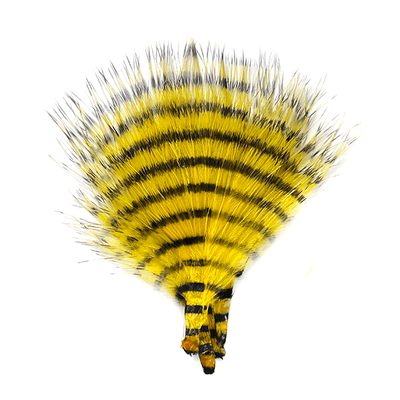 MFC Mini Barred Buggerbou Yellow/Barred Black Saddle Hackle, Hen Hackle, Asst. Feathers