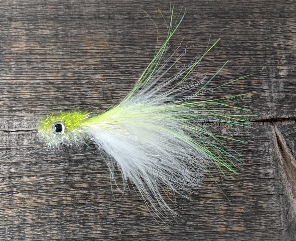 Murdich Minnow Marabou size 1/0 Chart/White Flies