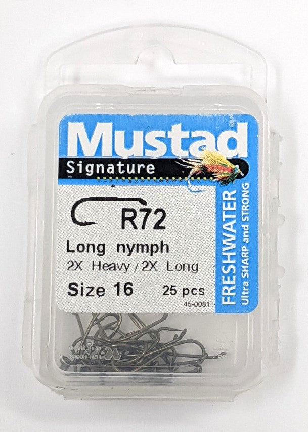 Mustad 9R72 Nymph Long Hook 25 Pack 16 Hooks