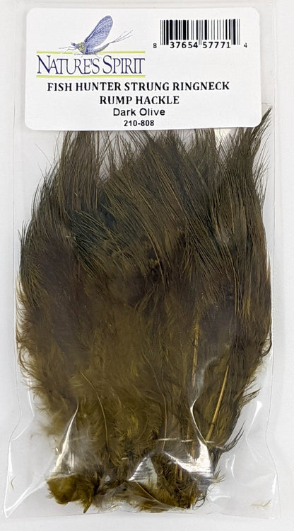 Nature's Spirit Fish Hunter Ringneck Pheasant Rump Hackle Dark Olive Saddle Hackle, Hen Hackle, Asst. Feathers