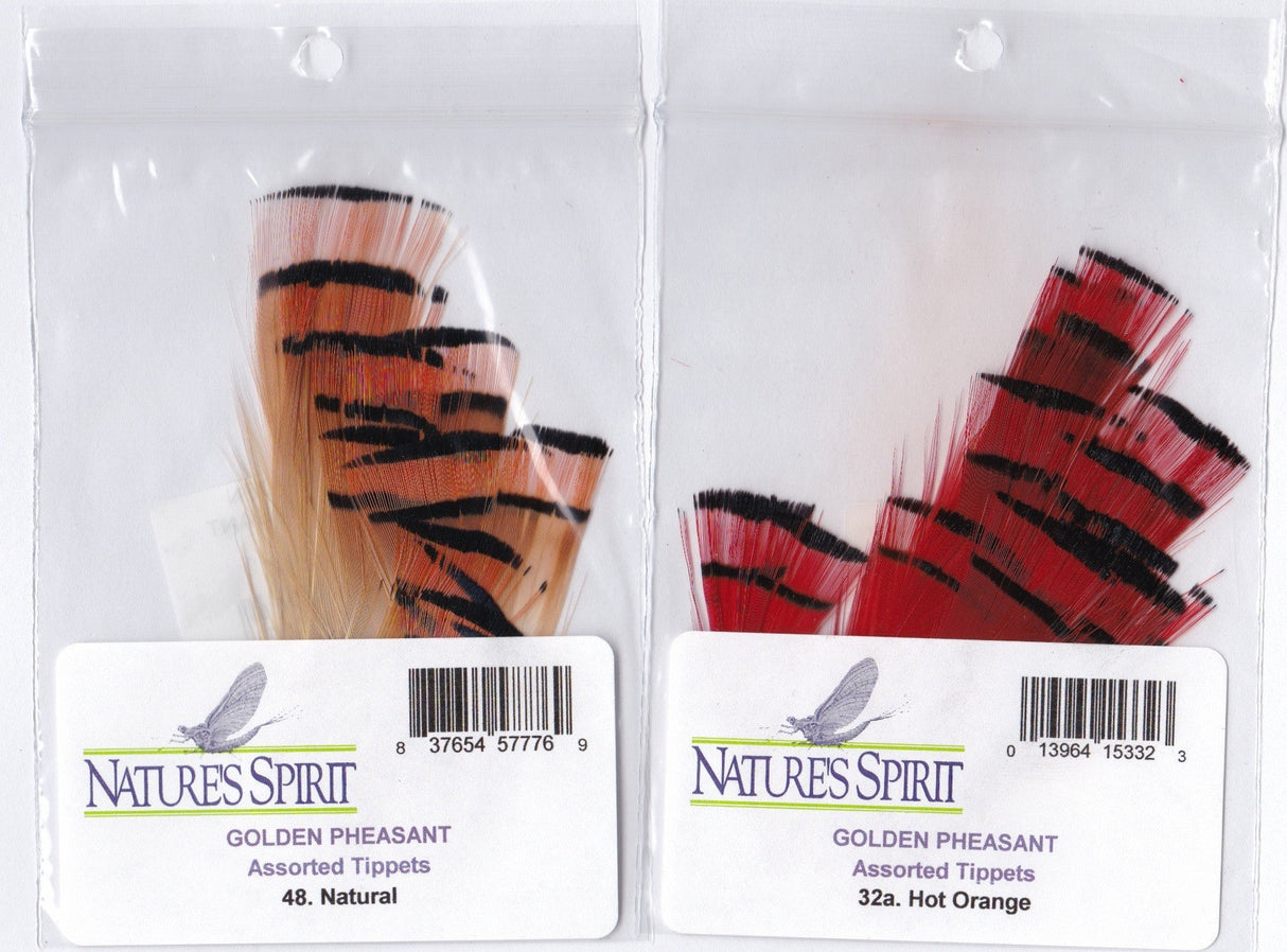 Nature's Spirit Golden Pheasant Tippets Natural Saddle Hackle, Hen Hackle, Asst. Feathers