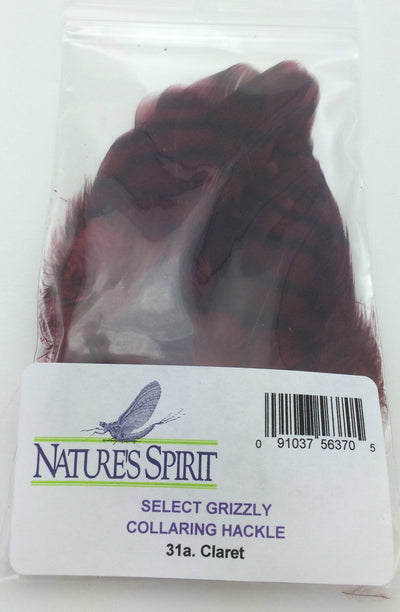 Nature's Spirit Grizzly Collaring Hackle Claret Saddle Hackle, Hen Hackle, Asst. Feathers