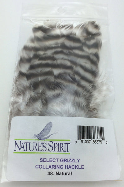 Nature's Spirit Grizzly Collaring Hackle Natural Saddle Hackle, Hen Hackle, Asst. Feathers