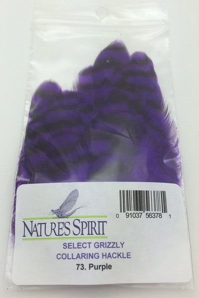 Nature's Spirit Grizzly Collaring Hackle Purple Saddle Hackle, Hen Hackle, Asst. Feathers