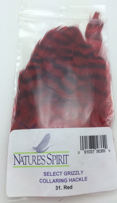 Nature's Spirit Grizzly Collaring Hackle Red Saddle Hackle, Hen Hackle, Asst. Feathers