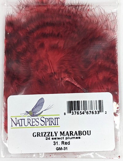 Nature's Spirit Grizzly Marabou Red Saddle Hackle, Hen Hackle, Asst. Feathers