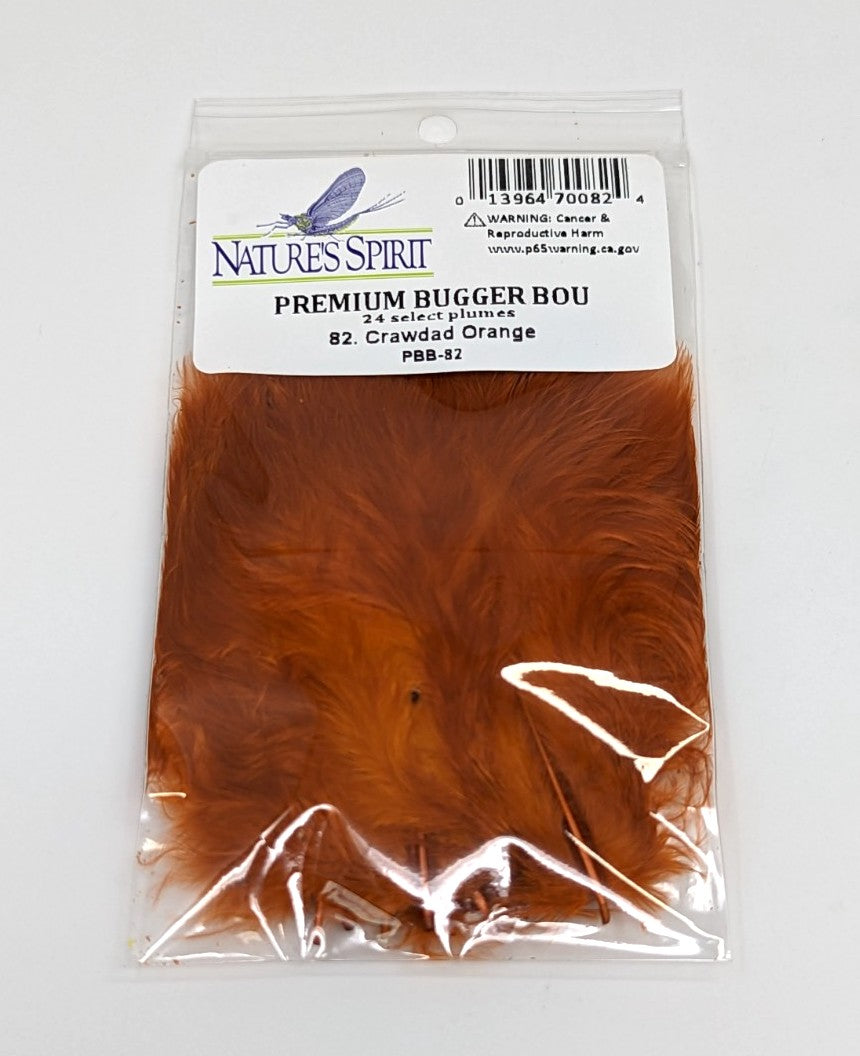 Nature's Spirit Premium Bugger Bou Marabou Crawdad Orange Saddle Hackle, Hen Hackle, Asst. Feathers