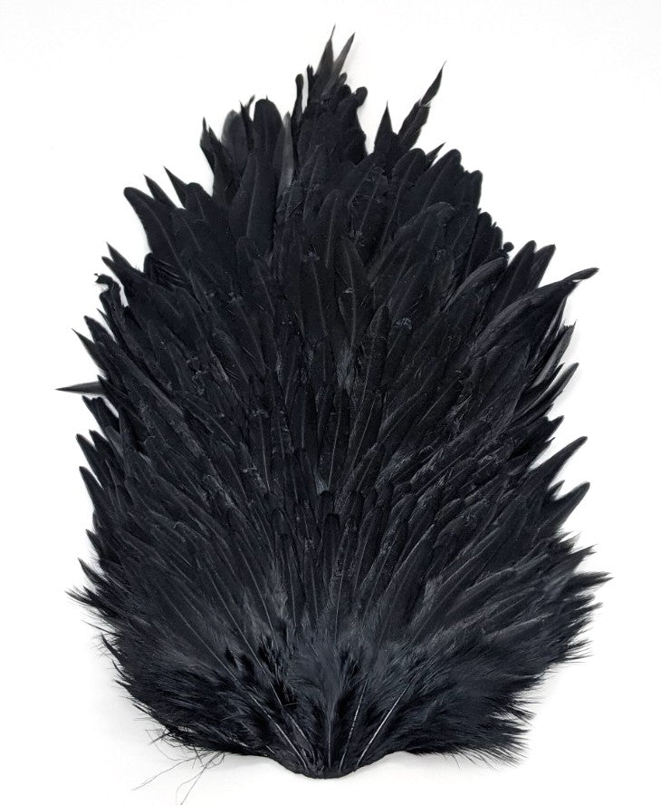 Nature's Spirit Select Hen Saddle Black Saddle Hackle, Hen Hackle, Asst. Feathers