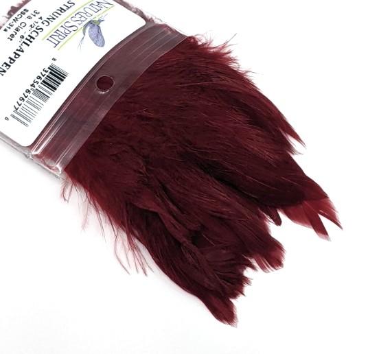 Nature's Spirit Strung Schlappen - 4 1/2" to 6" Claret Saddle Hackle, Hen Hackle, Asst. Feathers