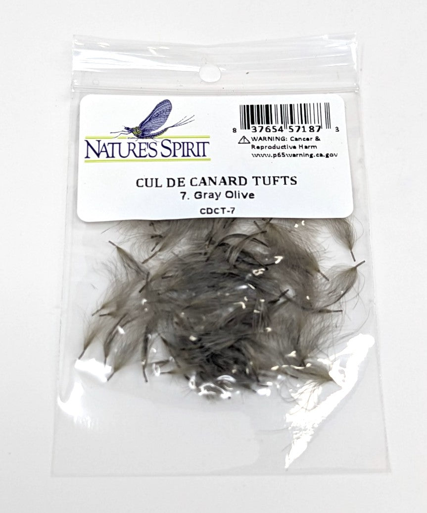 Natures Spirit Cul de Canard CDC Tufts Gray Olive Saddle Hackle, Hen Hackle, Asst. Feathers