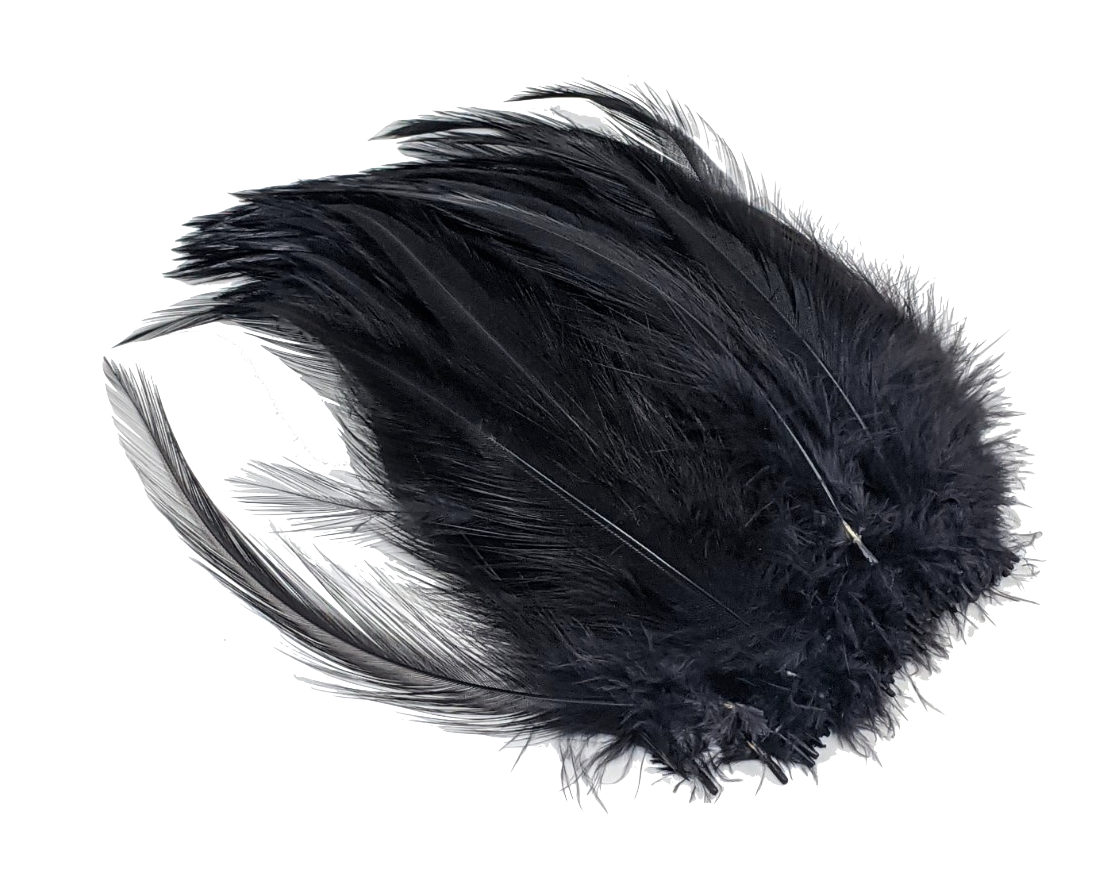 Neck Hackle Strung Black Saddle Hackle, Hen Hackle, Asst. Feathers