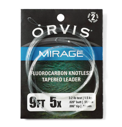 Orvis Mirage Fluorocarbon Knotless Trout Leader - 2 pack 9' 5x Leaders & Tippet