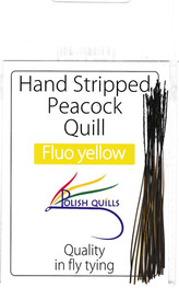 Polish Quills stripped peacock quills fly tying quill body fluo yellow