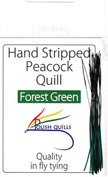Polish Quills stripped peacock quills fly tying quill body forest green