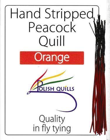 Polish Quills stripped peacock quills fly tying quill body orange