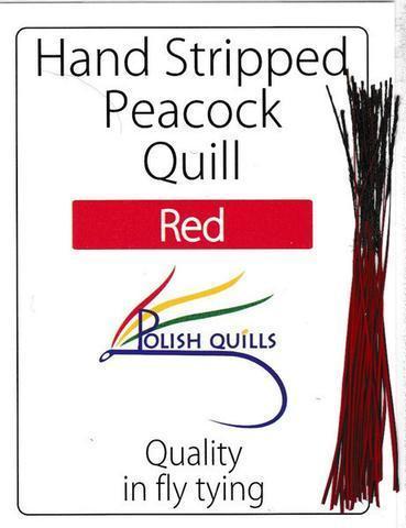 Polish Quills stripped peacock quills fly tying quill body red