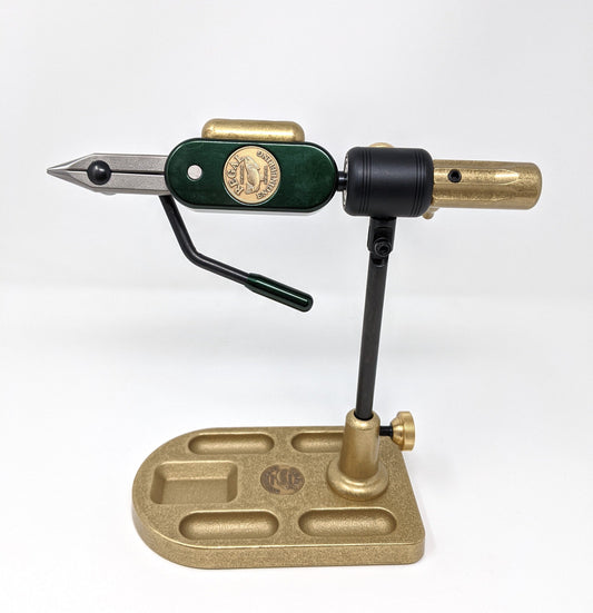 Regal Revolution Vise Stainless Jaw Bronze Pocket Base - Pine Fly Tying Vises