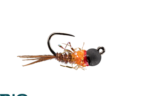 Rio French Dip Jig Black Bead Hot Orange / Size 12 - 3.8mm Flies