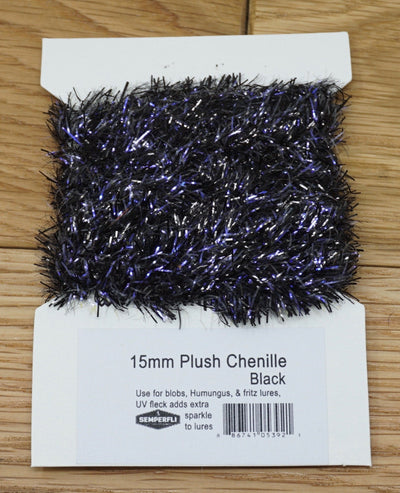 Semperfli 15mm Plush Transluscent Chenille Black Chenilles, Body Materials