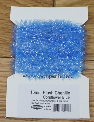 Semperfli 15mm Plush Transluscent Chenille Cornflower Blue Chenilles, Body Materials
