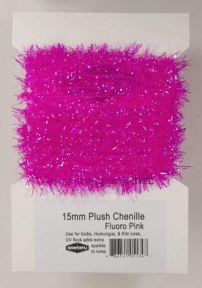 Semperfli 15mm Plush Transluscent Chenille Fluoro Dark Pink Chenilles, Body Materials