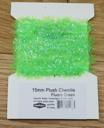 Semperfli 15mm Plush Transluscent Chenille Fluoro Green Chenilles, Body Materials