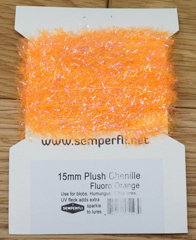 Semperfli 15mm Plush Transluscent Chenille Fluoro Orange Chenilles, Body Materials