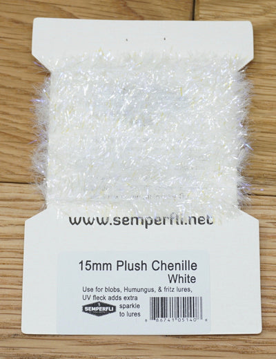 Semperfli 15mm Plush Transluscent Chenille White Chenilles, Body Materials