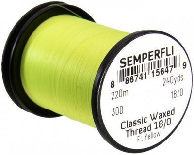 Semperfli Classic Waxed Spyder Thread 18/0 Flouro Yellow Threads