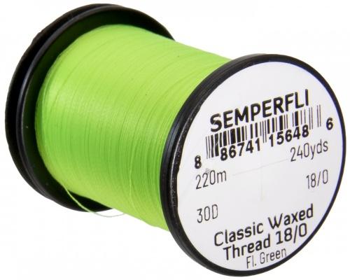Semperfli Classic Waxed Spyder Thread 18/0 Fluoro Green Threads