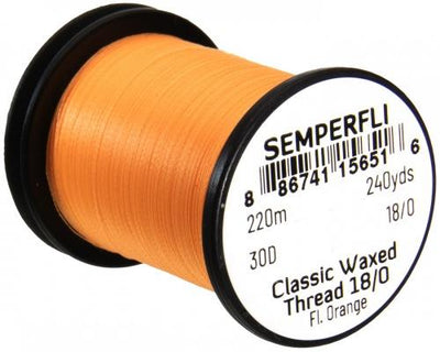Semperfli Classic Waxed Spyder Thread 18/0 Fluoro Orange Threads
