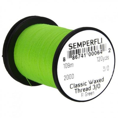 Semperfli Classic Waxed Thread 3/0 Fl Green Threads